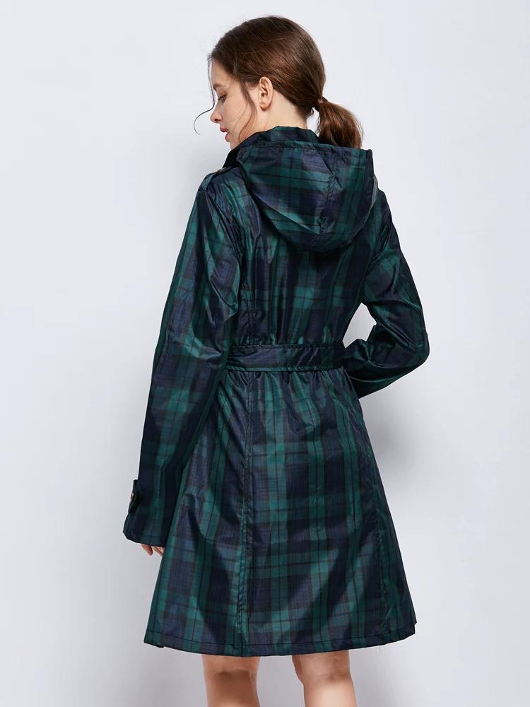 Trench Gingham Retrò Adulto Singolo Donna Leggero Traspirante Vita Sagomata Cappotto Moda Coreano e Giapponese Asciugatura Rapida Studente