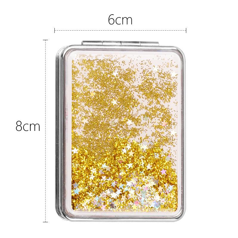 Stylish Influencer Quicksand Portable Double-Sided Flip Makeup Mirror