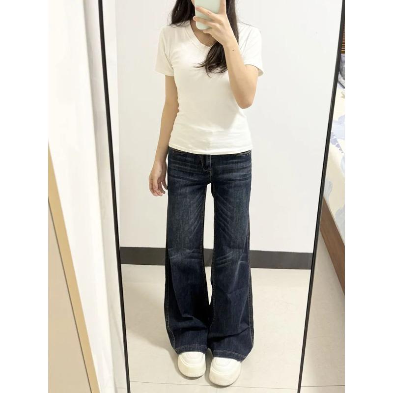 American Style Vintage Denim Long Pants Y2K Streetwear Slimming Washed Jeans Women Autumn Sexy Low Waisted Jeans