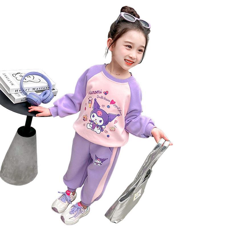 Toddler Girl Spring Autumn Cartoon Sweatshirt Set Cute Long Sleeve Two Piece Outfit Fashionable Casual Clothes