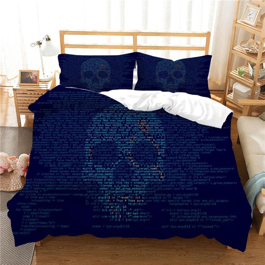 3D Skull Printing Duvet Cover Set Skull Pattern Bedspread Luxury Quilt Cover Bed Set with Pillowcase Man Single Size Bed Clothes