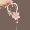 Elegant Tassel Hair Claw Rhinestone Pearl Flower Tassels Hair Clip Women Girl Ponytail Holder Hairpins Fringe Hair Accessories