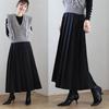 2026 Women's Pleated Elastic Waist Black OL Skirt - Versatile and Slimming Suit Style