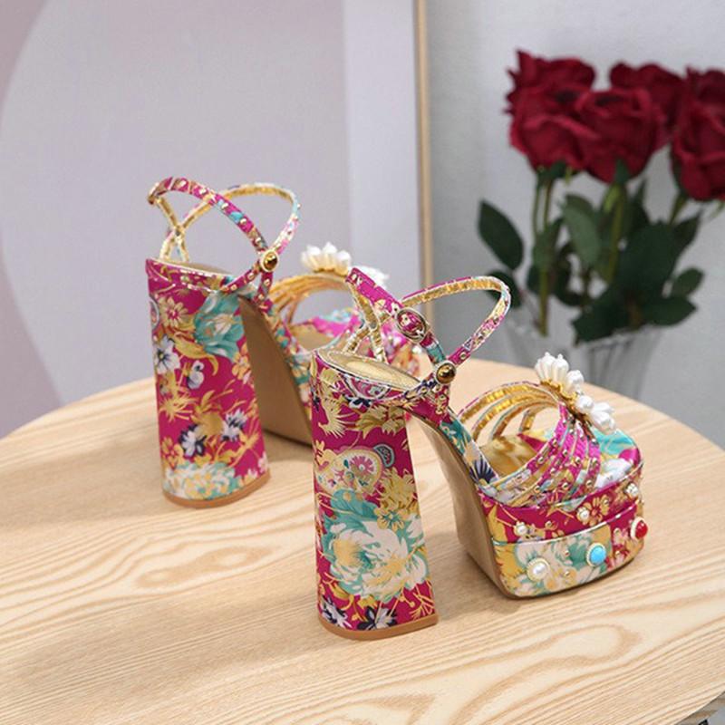 2025 Sommer Edelstein Strass Sandalen Super Hoher Absatz Wasserdichte Plateau Luxus Schmuck Mary Jane Absätze