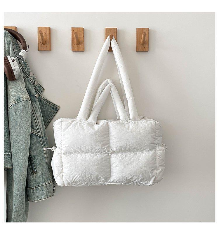 Spring solid color zipper puff lightweight color women's bag shoulder cross