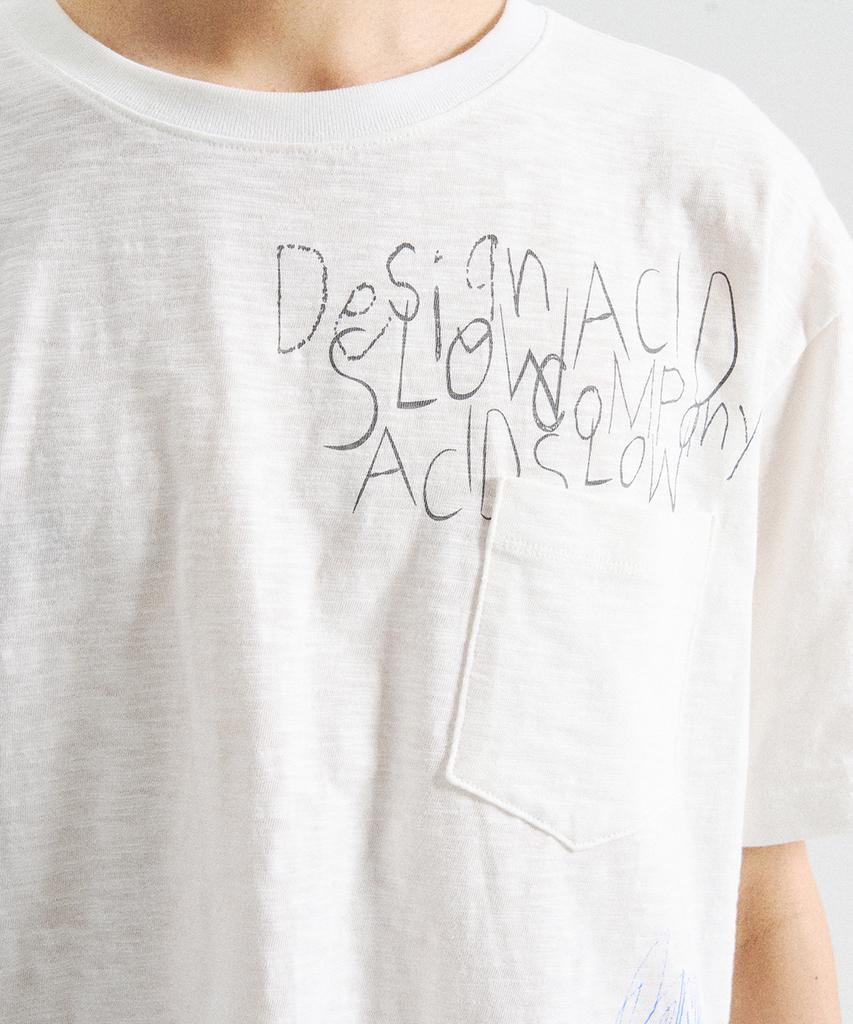 SLOWACID Pocket Note Slub Short Sleeve T-Shirt [White]