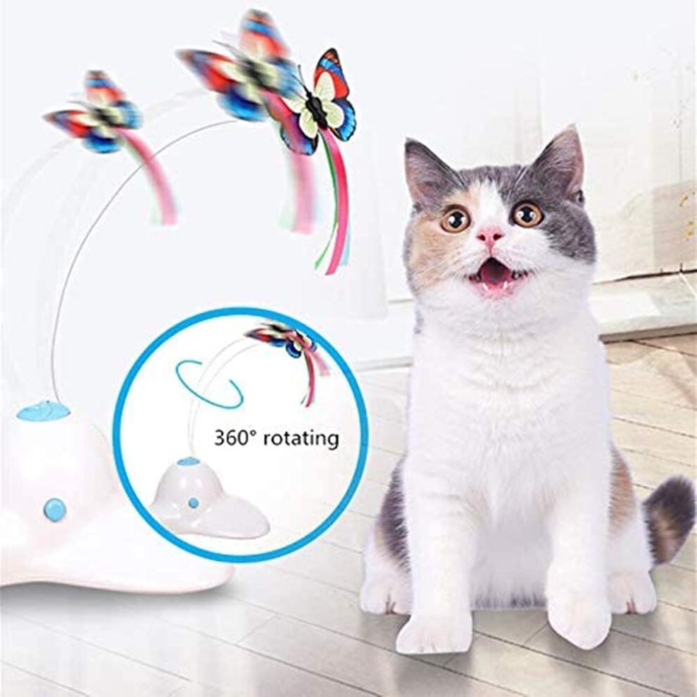 Buyter Interactive Cat Toy Electric Rotating Butterfly Turntable Puzzle Pet Tease Pole (Green)