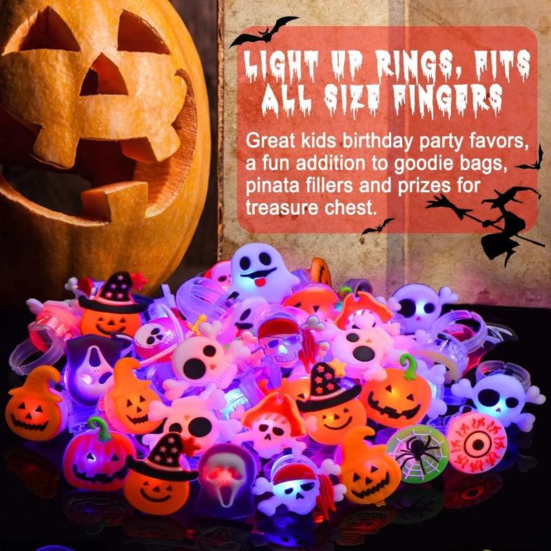 Halloween Light Up Glowing Rings Christmas Party Favors LED Rings Flashing Glowing Finger Rings Fun Props for Kids Adults