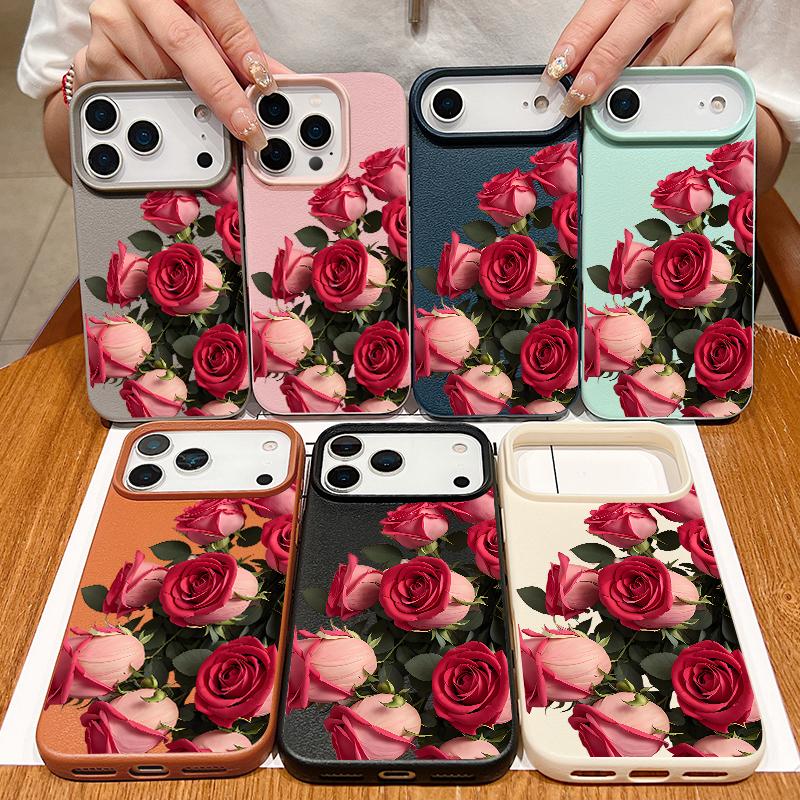 Luxury Rose Flower Phone Case For iPhone 17 Pro Max Funda iPhone 16 Pro Max 15 14 13 12 11 16e Air TPU Silicone Soft Cover Coque