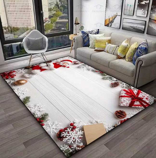 Christmas Theme Santa Claus Full Moon Night Mat Living Room Coffee Table Bedroom Door Mat Game Room Garden and Courtyard Carpet