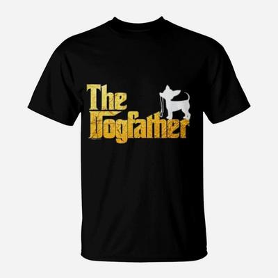 Chihuahua The Dogfather, Dad Birthday Gifts T-Shirt Anime Shirt Graphic Shirts Fashion Shirts Plain Black T Shirts Men