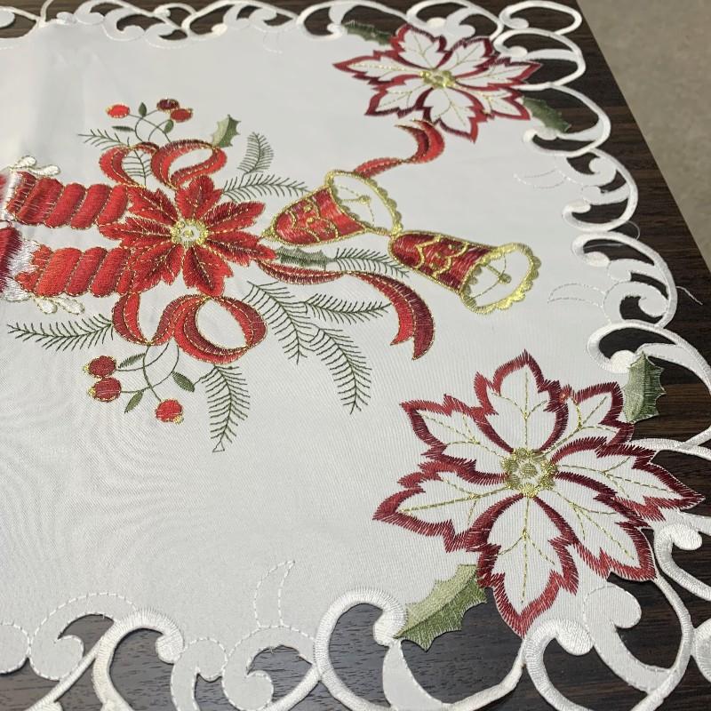 

Рождественская настольная салфетка вышивка ажурная кружевная ткань праздничное украшение для дома салфетка для западной еды новая скатерть 28x43cm красный