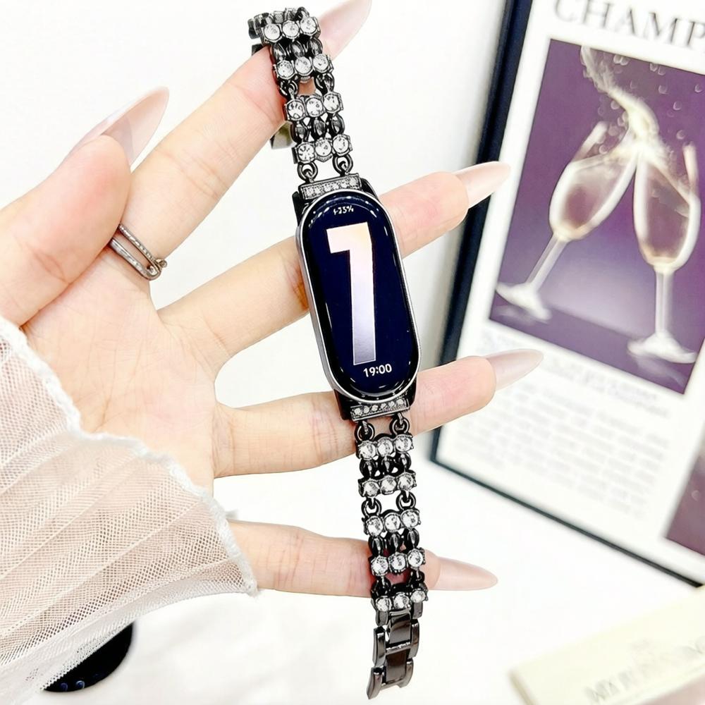 Luxury Diamond Watch Band for Mi Band 8 9 10 Detachable Women Slim Metal Strap for Mi Band 8Pro 9Pro Redmi Watch 4 5 6 Wristband