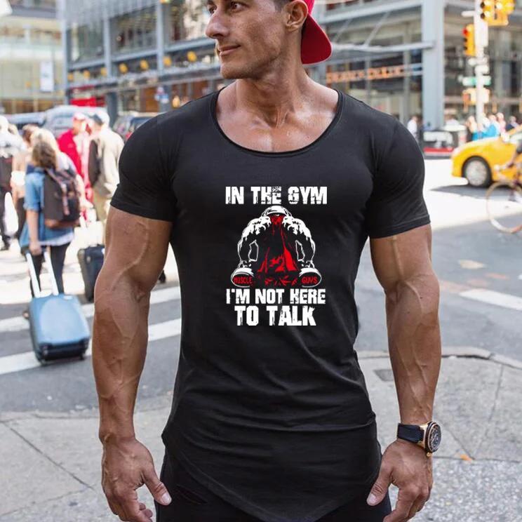 Summer Running Short Sleeve Muscle Shirts Mens Fitness Sport Slim Fit Cotton T-shirt Gym Bodybuilding Breathable Casual Clothing