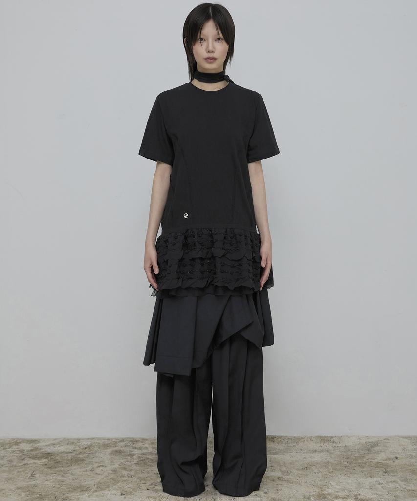 Peulleeoeob Layered Frill T-Shirt (Fl-167_Black)