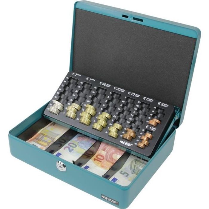 HMF 10015-24 Caisse à Monnaie, Monnayeur, 30 x 24 x 9 cm, petrol
