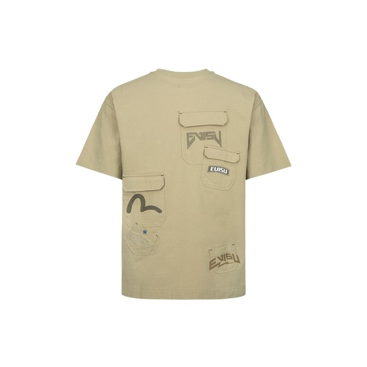Evisu Letter Logo Small Seagull Print Multi-Pocket Short Sleeve T-Shirt Men T-Shirt Pepper 2ESHTM3TS504LFCT