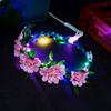 LED Flower Wreath Headband Light Up Peony Flower Crown Hairband Shining Headwear For Wedding Party Beach Hair Accessories