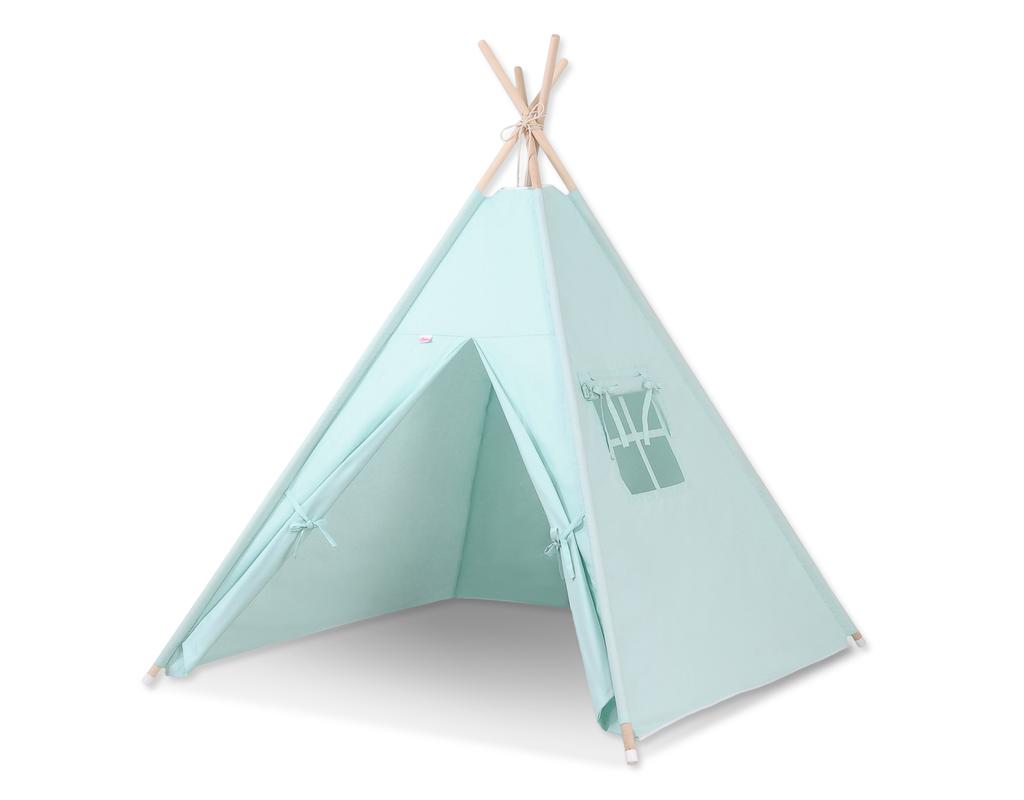 Tipi tent for children + feather pendants - light mint