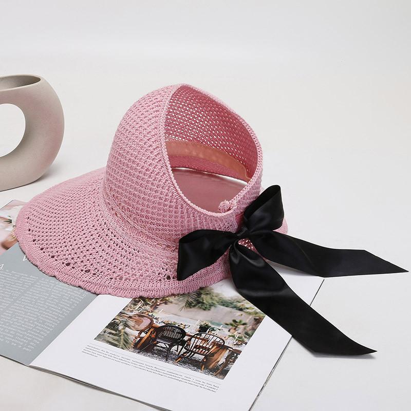 New Style Butterfly Bow Wide Brim Sun Hat For Women Cute Outdoor Mesh Sunshade Hat