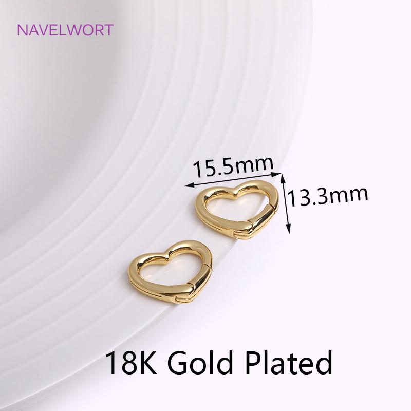 Trendy Gold Plated Brass Heart/Oval Push Clasp Carabiner Spring Clasps For DIY Handmade Jewelry Making Accessories