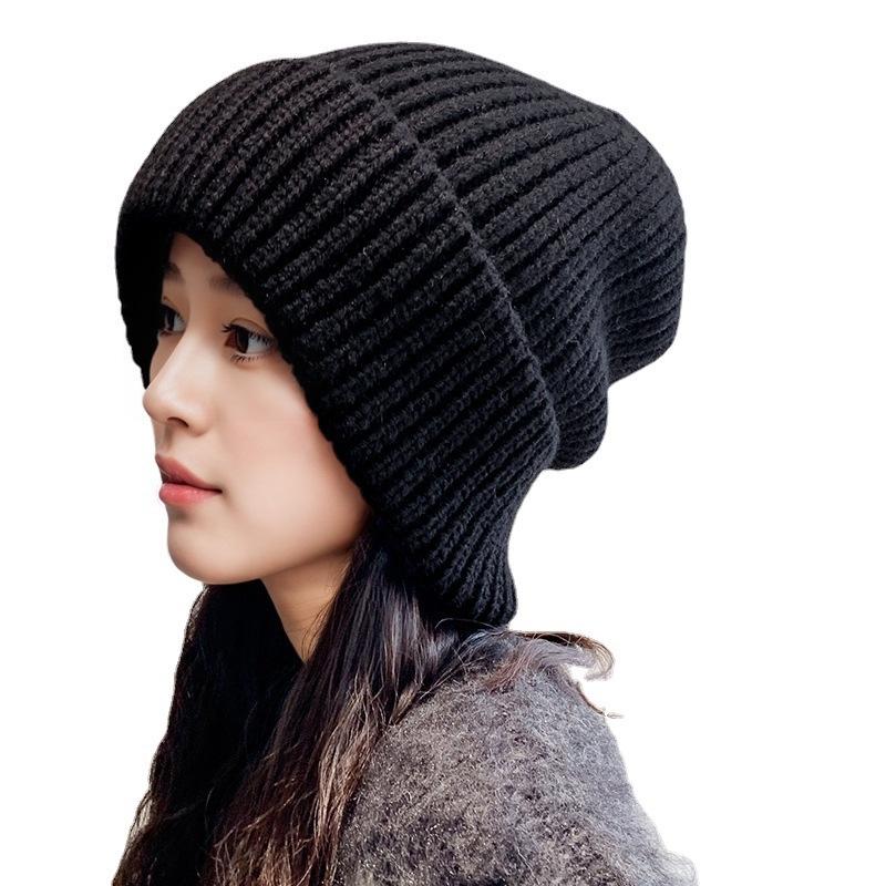 Korean Style Thick Knit Women's Slouchy Hat for Autumn & Winter