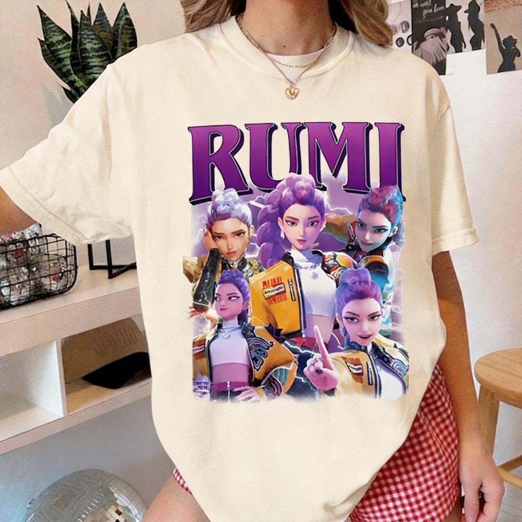 Kpop Demon Hunters Rumi Women Man Short Sleeve Tshirt 2026 Summer Casual Tops Streetwear Graphic Cartoon Fashion Y2k Tshirt