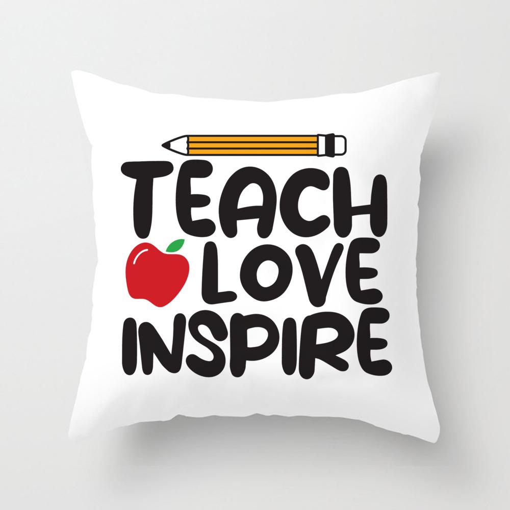 Teacher Life&Teacher Love Inspire Square Pillow Case Teacher's Day Gift Pillow Case Cushion Cover Bedroom Party Decoration