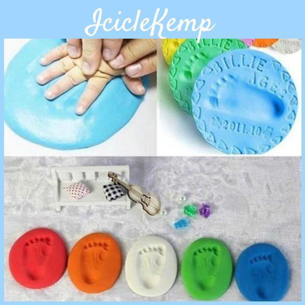 Care Handprint Baby Clay Baby Air Drying Soft Clay Baby Handprint Footprint Imprint Kit Casting Parentchild Hand Ink Pad Fingerprint Diy Toy Gift