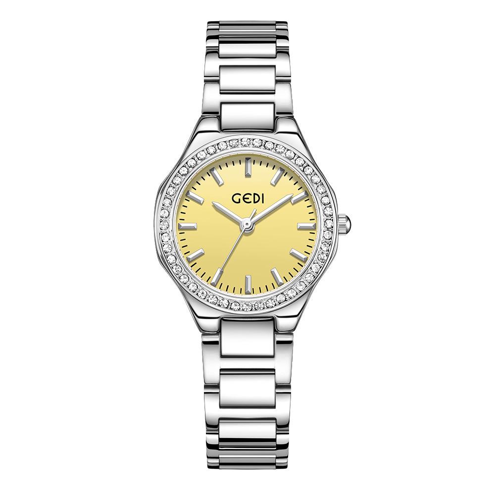 Fashion Temperament Disc Rhinestone Women S Watch Commuter Steel Belt Watch Niche Simple Quartz Watch