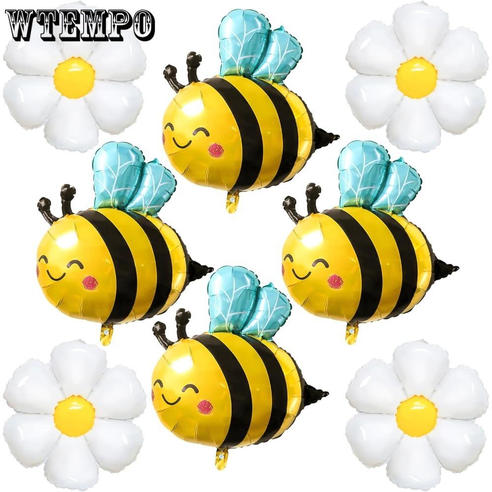8pcs Cute Bee Balloon Arch Kits Sweet Bee Balloons and Daisy Flower Balloons for Spring Animal Themes Birthdays Outdoor Wedding Party Decorations