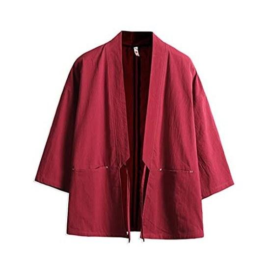 Mens kimono cardigan traditional haori yukata casual outerwear samurai clothing summer beach kimono.