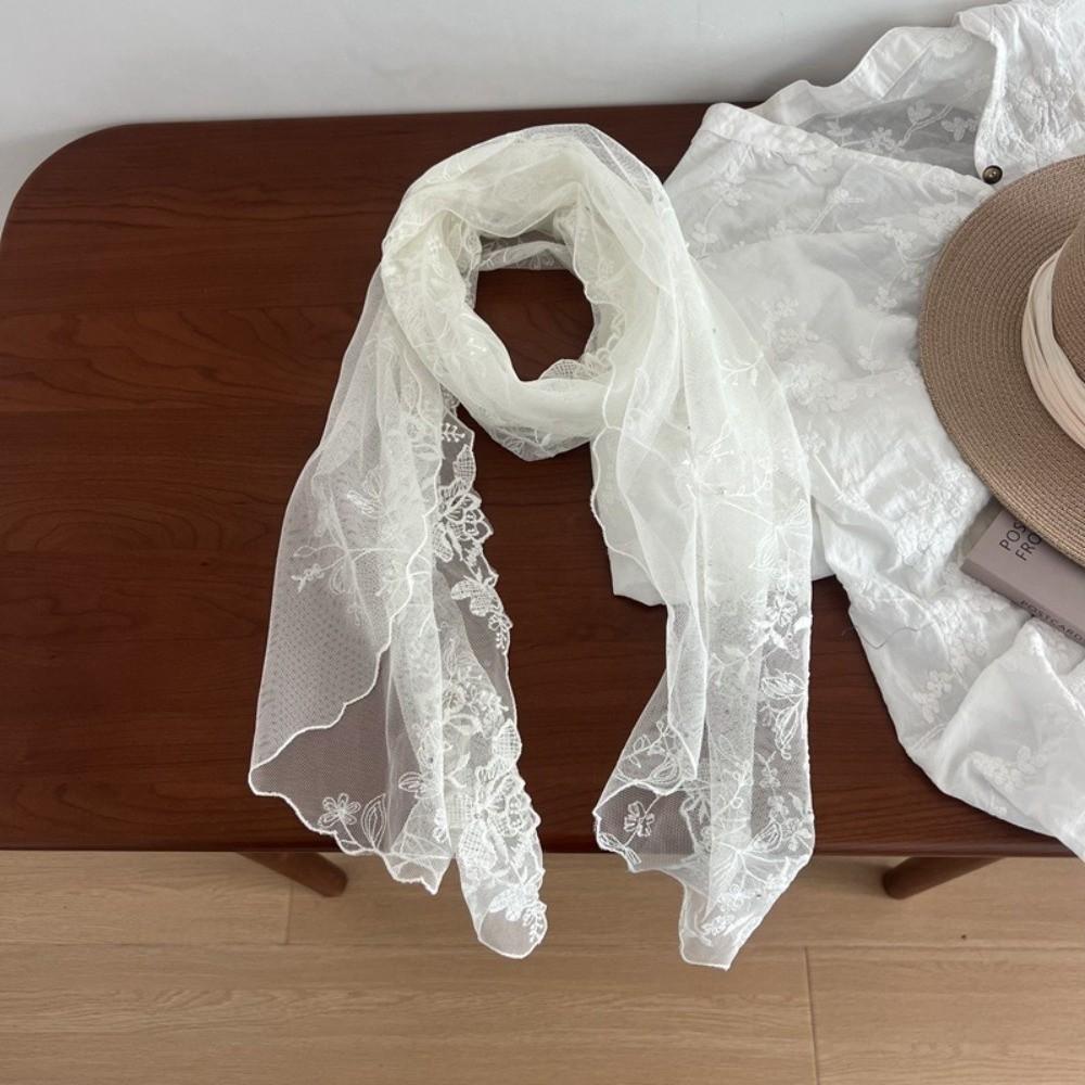 Long Women's Lace Scarf Korean Version Female Headscarf Versatile Sunscreen Shawl
