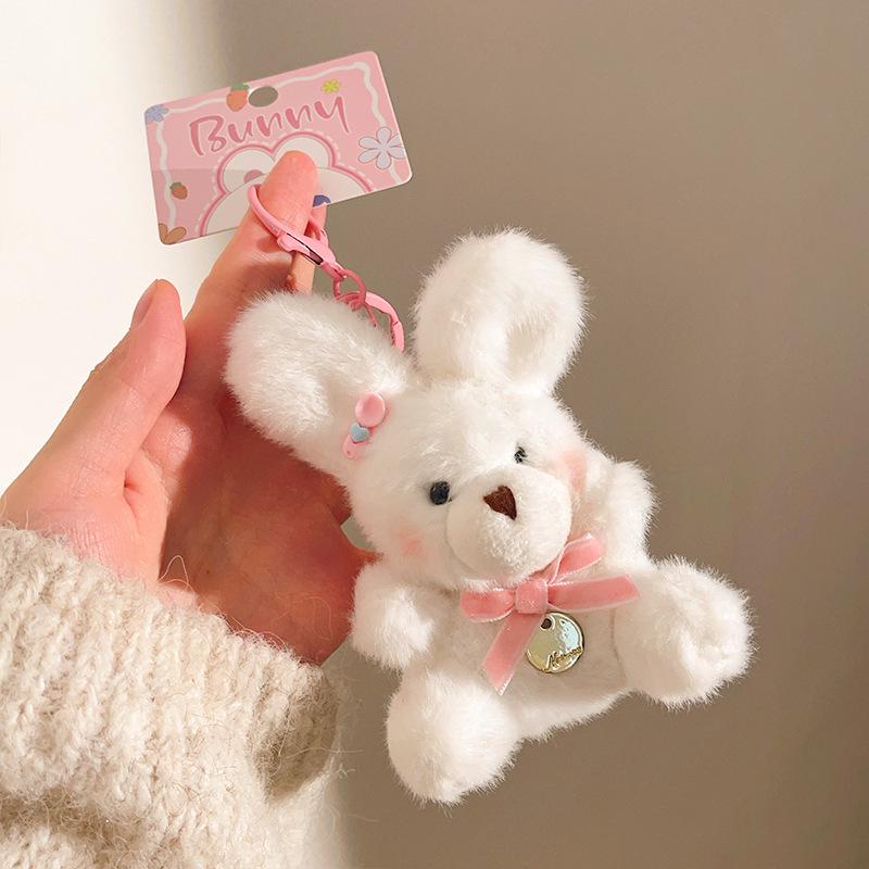 Adorable Sitting Bear Plush Doll Keychain Pendant - Cute Little Soft Bear Accessory