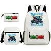 Cartoon abstract Shanhaijing primary school students and teenagers backpack schoolbag tongtongsahur three-piece set L