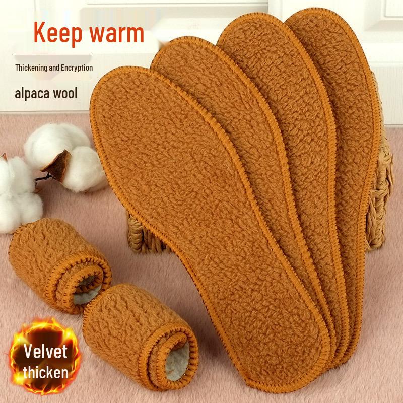 

Extra Thick Fleece-Lined Winter Insoles - Odor-Resistant, Sweat-Absorbent, Soft Faux Fur, Cold-Proof Comfort for Shoes 45