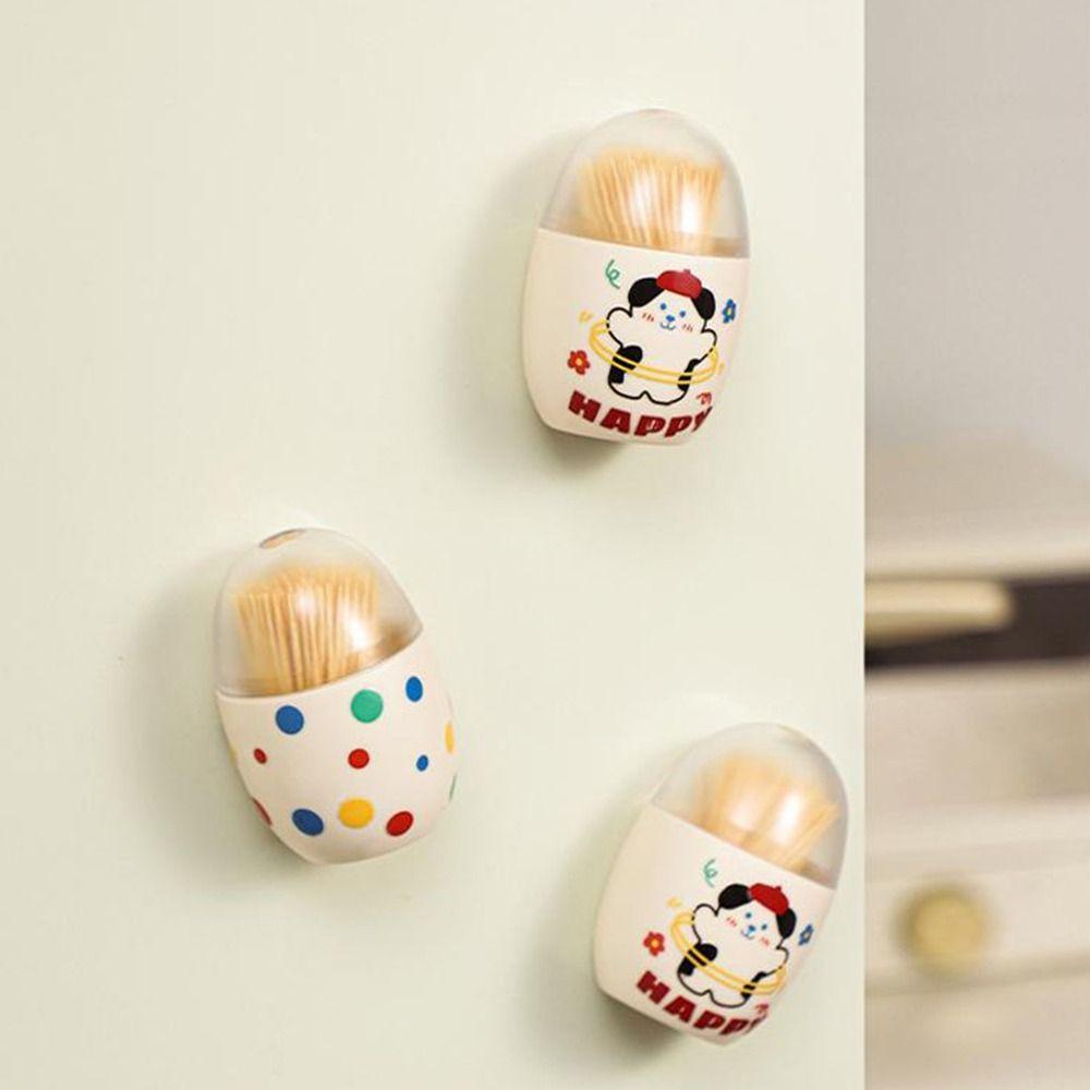 2 Stück Oval geformte Magnet-Zahnstocherbox Wandmontierter Zahnstocherspender Esstisch