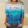 Women's  Casual Fashion Round Neck Print Long Sleeve Pullover T-shirt Tops