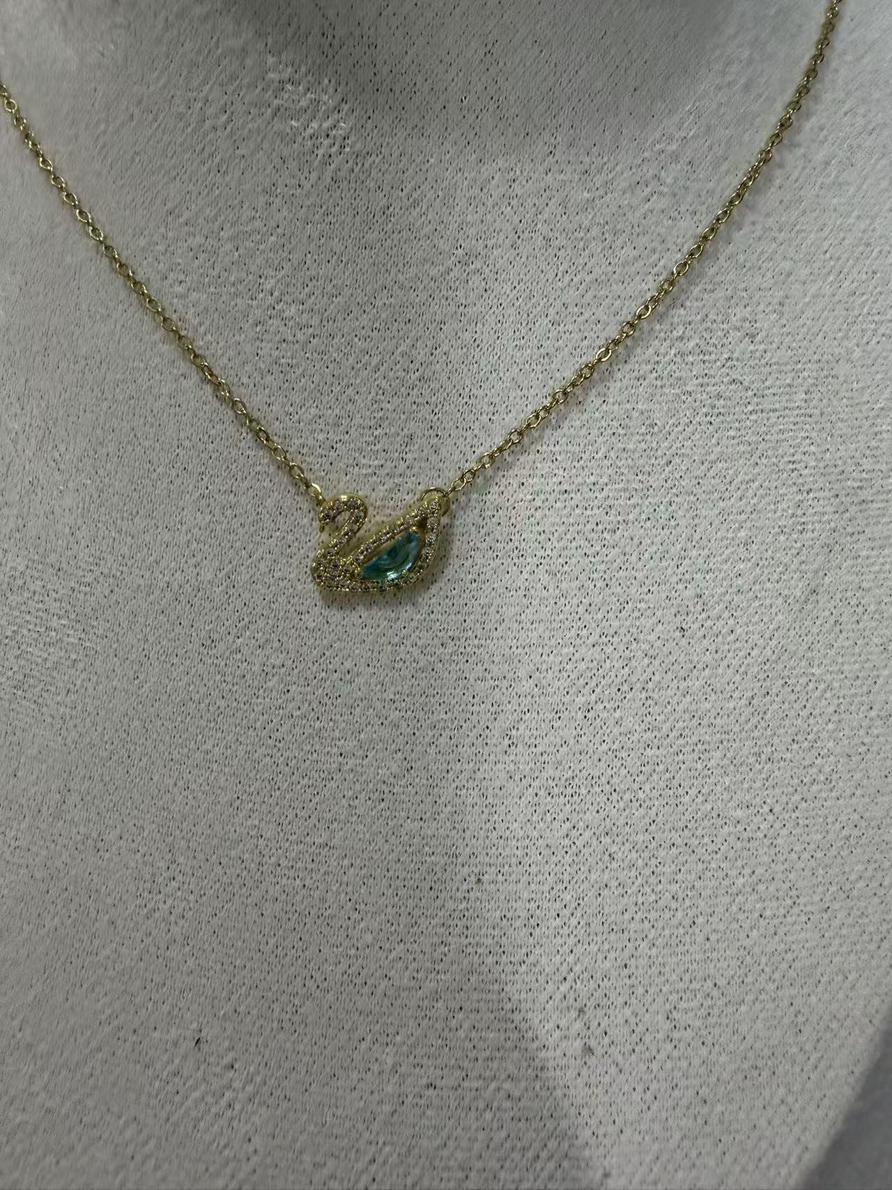 Elegant Rhinestone Crystal Swan Pendant Necklace - Titanium Steel, Light Luxury Design for Women