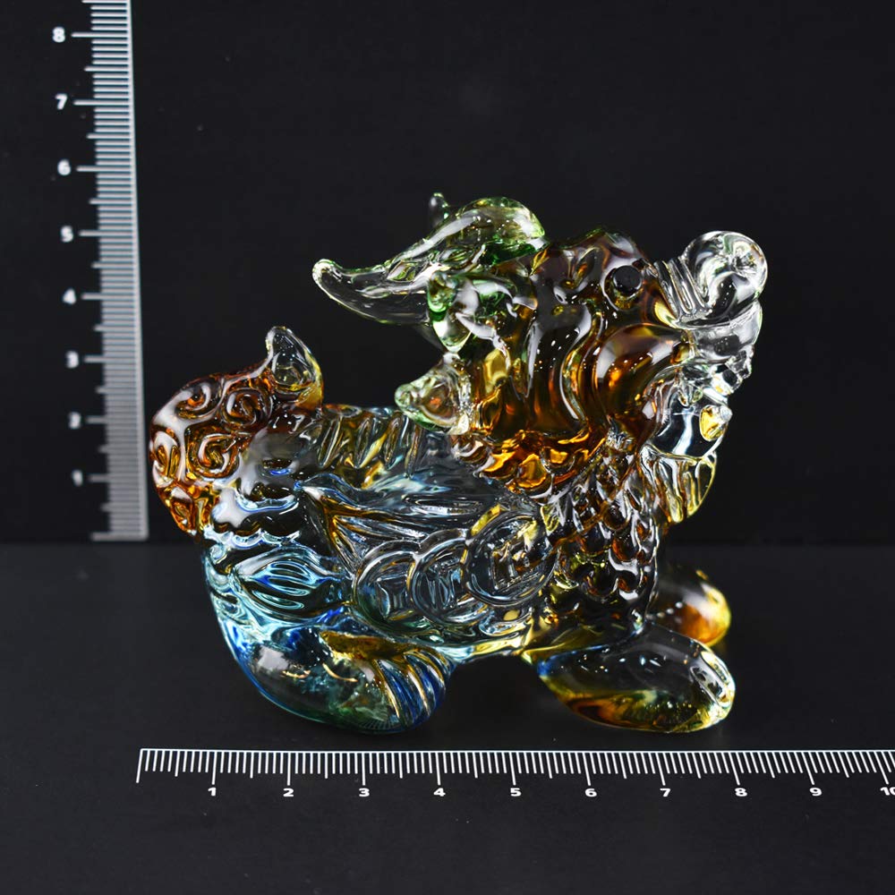 Cute Handmade Glass Crafts: Auspicious Pixiu (Hikyu) Small Colorful Pair