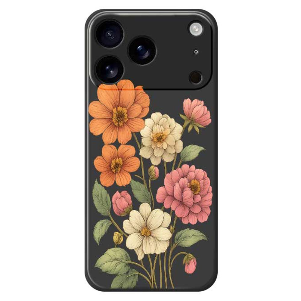 For iPhone 17 Pro Case Beautiful Flowers Pattern Printing Straight Edge TPU Phone Back Cover