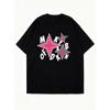 Oversized T Shirt Black Star And Text Print For Casual Wear