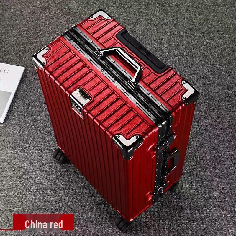 24" Large Capacity Aluminum Frame Travel Suitcase with Pull-handle and Universal Wheels for Students and Tourists