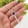 Pink Rubellite Gemstone 925 Sterling Silver Key Pendant 2.1" Designer Zircon Necklace For Women CZP-17-6