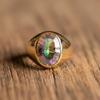 Natural Mystic Topaz Ring, 925 Solid Sterling Silver, Topaz Signet Ring, Multicolor Gemstone Ring for Men Women