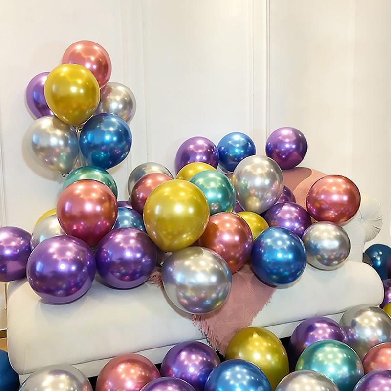 20Pcs Chrome Metallic Balloons 10 Inches Latex Balloons For Diy Valentine'S Day Wedding Birthday Party  Year Decorations