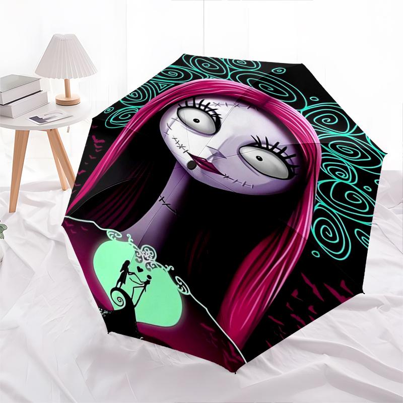 Sally, Nightmare Before Christmas Automatic Opening and Closing Umbrella - 8 Ribs Portable Folding Umbrella with Plastic Handle, Suitable fo