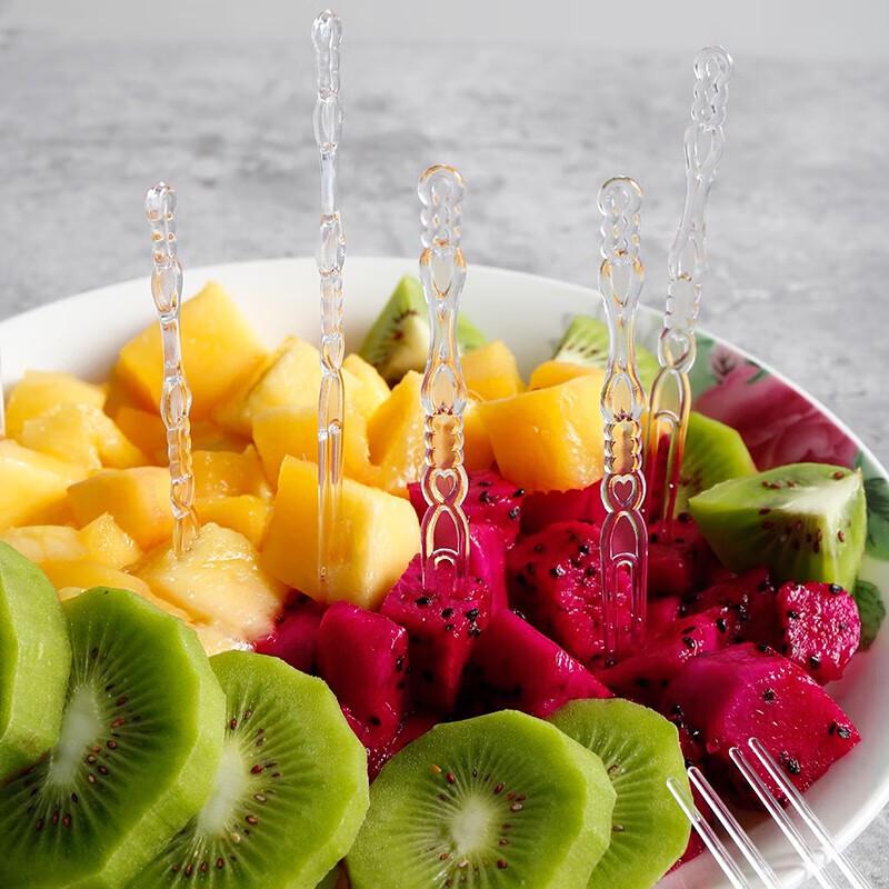 Jiamo Disposable Transparent Fruit Forks