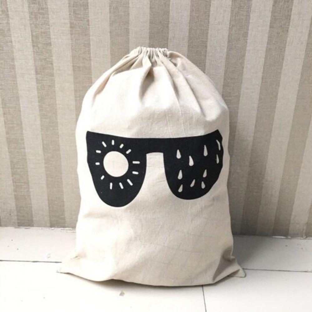Printing Fabric Laundry Bag Cotton and Linen Drawstring Duffle Bag Durable Storage Bag