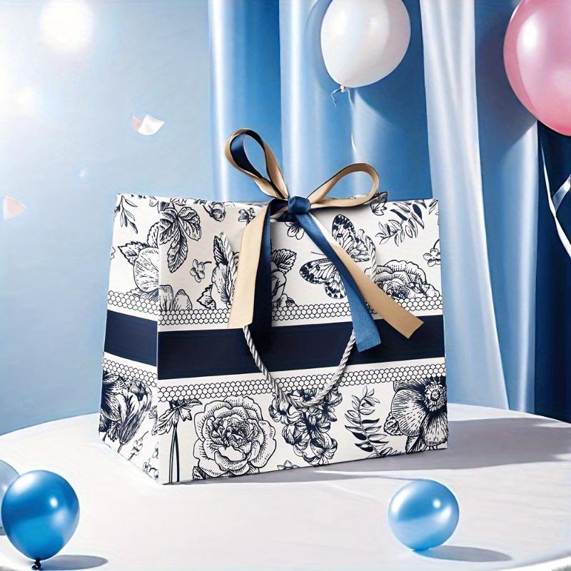 10 Pack Vintage Floral Gift Bags with Ribbon, Assorted Sizes, Paper Party Favor Bags for Birthday, Christmas, New Year, Wedding, Bridal Shower